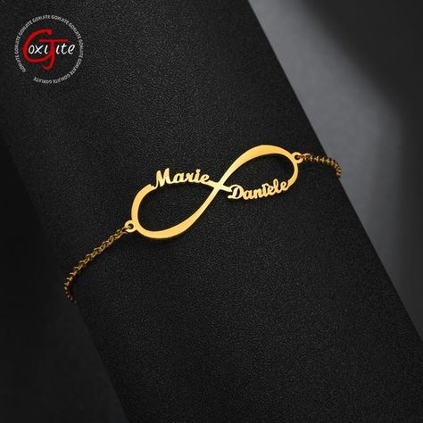 Cheap Customized Bracelets, Buy Quality Jewelry & Accessories Directly from China Suppliers:Goxijite Custom Name Infinite Bracelet For Women Personalized Nameplate Charms Handmade Love Bracelet Gift Stainless Steel Enjoy ✓Free Shipping Worldwide! ✓Limited Time Sale ✓Easy Return. Customized Bracelets, Mangalsutra Bracelet, Gold Bracelet Simple, Customised Bracelets, Love Bracelet, Gold Bangles Design, Gold Bracelet For Women, Bangle Designs, Name Bracelet