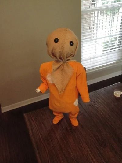 "Sam" From Trick 'r Treat : 5 Steps (with Pictures) - Instructables Trick Or Treat Movie, Trick Or Treat Sam, Sam Trick R Treat, Trick R Treat, Hemp Twine, Halloween Movie, Orange Outfit, Styrofoam Ball, Diy Yard