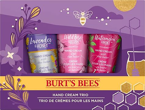 Amazon.com : Burt's Bees Holiday Gift, 3 Body Care Stocking Stuffer Products, Hand Cream Trio Set - Lavender Honey, Watermelon Mint & Wild Rose Berry Shea Butters : Beauty & Personal Care Hand Cream Gift Set, Berry Sorbet, Shea Butter Hand Cream, Watermelon Mint, Holiday Gift Baskets, Lavender Honey, Hand Creams, Pumpkin Seed Oil, Holiday Gift Box