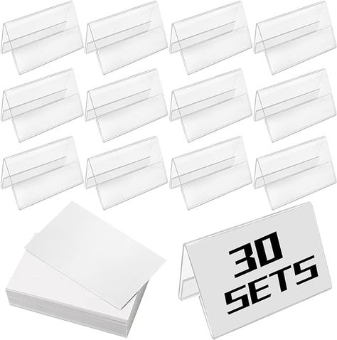 Amazon.com: Openfly Mini Clear Acrylic Sign Display Holder, A-Shape Sign Holders with Blank Labels, 2.4x 1.6inch Horizontal Slanted Price Name Card Tag Label Stands Small Signs for Food, Buffet, Office, Home : Office Products Buffet Wedding, Buffet Signs, Price Signs, Elegant Food, Mini Chalkboards, Acrylic Holders, Wedding Buffet, Liquid Chalk, Plastic Table