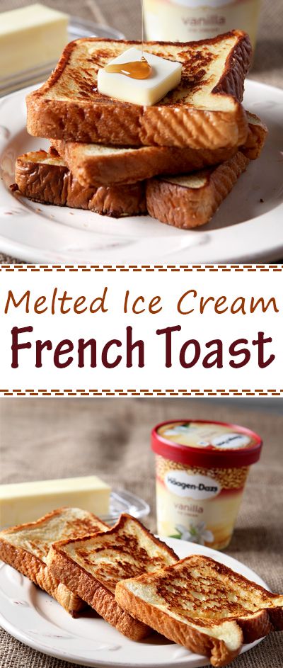 This French toast is literally made with melted vanilla ice cream!  Game changer, folks.  Such a special and super easy breakfast idea. Breakfast Ideas Easy, Super Easy Breakfast, Melted Ice Cream, Easy French Toast, Savoury French Toast, Brunch Casserole, Breakfast Bar Kitchen, Healthy Food Facts, French Toast Easy