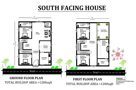 30'X40' South facing 4bhk house plan as per Vastu Shastra. Download Autocad DWG and PDF file. - Cadbull 30 40 South Facing House Plan, 30x40 House Plans South Facing, 20x50 House Plans East Facing, South Facing House Plans Vastu, 4bhk House Plan, South Facing House Plan, Low Cost House Plans, South Facing House, 30x40 House Plans