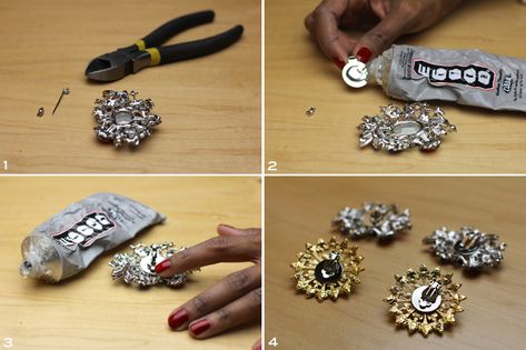 Mood DIY: Jeweled Shoe Clips - Mood Sewciety Shoe Jewelry Clips, Shoe Embellishments, Diy Heels, Craft Shoes, Shoe Clips Wedding, Thrifty Fashion, Shoe Hacks, Recycled Shirts, Mood Sewciety