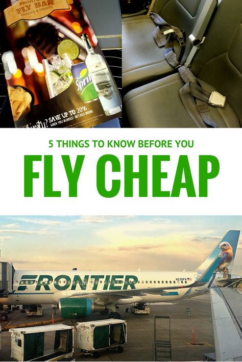 Looking for budget travel options? You might decide to save money by flying cheap. Here's 5 things to know before you book that low fare! Frontier Airline | Travel | Budget Frontier Airlines, Flying With Kids, Airline Travel, Travel Budget, Parenting 101, All I Ever Wanted, Interesting Ideas, I Want To Travel, Disney Life