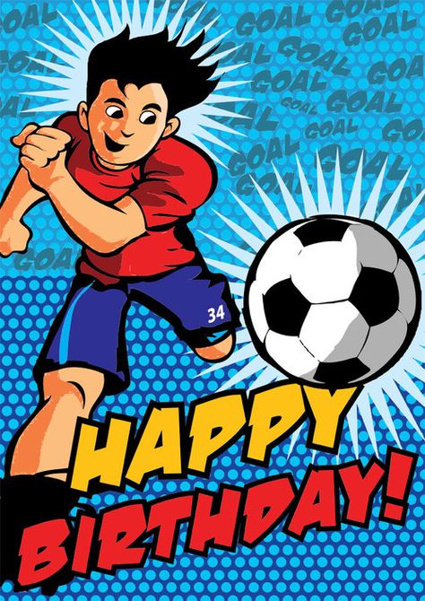 Happy Birthday Sports Image, Diy Soccer Birthday Card, Soccer Birthday Cards, Soccer Birthday Cards Handmade, Happy Birthday Soccer Image, Happy Birthday Football, Birthday Wishes Boy, Soccer Birthday Invitation, Birthday Cards Images