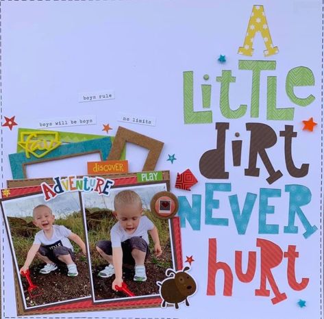 Boy Scrapbook Pages, Boys Scrapbook Pages Ideas, Toddler Scrapbook Ideas, Kids Scrapbook Ideas, Boy Scrapbook Ideas, Baby Boy Scrapbook Page Ideas, Toddler Scrapbook Layouts, Toddler Scrapbook, Baby Boy Scrapbook Layouts