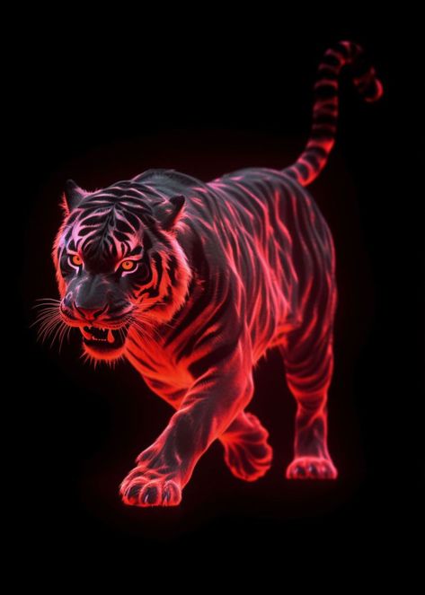 Neon Tiger, Big Cats Photography, Tiger Artwork, Red And Black Wallpaper, Tiger Tattoo Design, Tiger Wallpaper, Dog Pop Art, Tiger Pictures, Logo Design Inspiration Branding