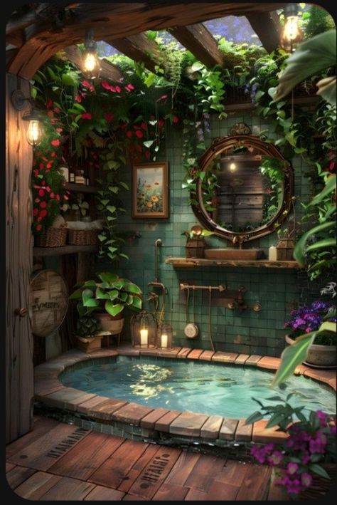 Fantasy Themed Bathroom, Fairycore Bathroom Ideas, Fairytale Cottage Bathroom, Forest Theme Bathroom Ideas, Goblin Core Bathroom, Fantasy Bathroom Ideas, Forest Bathroom Theme, Fairy Garden Bathroom, Nature Theme Bathroom