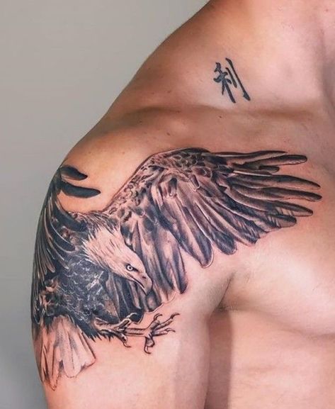 Eagle Shoulder Tattoo, Bird Shoulder Tattoos, Small Eagle Tattoo, Mens Body Tattoos, Tattoo Ideas Males, Native Tattoos, Finger Tats, Mens Shoulder Tattoo, Wrist Tattoos For Guys