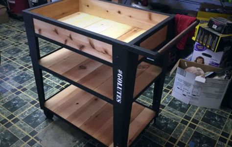 Cart Visit, Garage Workshop Layout, Workshop Cabinets, Wood Cart, Folding Workbench, Garage Workshop Organization, Workshop Layout, Woodworking Garage, New Garage