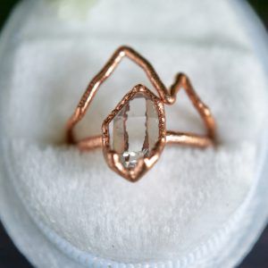 Unique Bridal Ring Sets Archives - Aura Muse Mountain Engagement Ring, Engagement Ring Raw, Crystal Engagement Ring, Crystal Engagement Rings, Mountain Ring, Herkimer Diamond Ring, Diamond Ring Set, Nature Ring, Chevron Ring