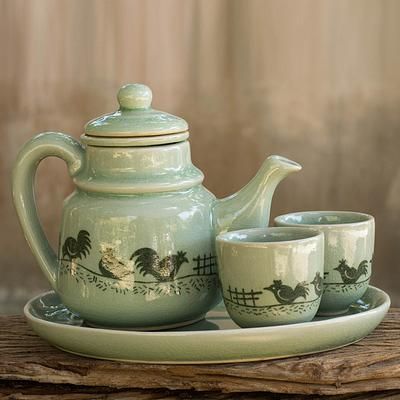 Cute Chicks, Green Thai, Celadon Ceramics, Fashion Accessories Photography, Ceramic Tea Set, Pretty Mugs, Beautiful Tea, Antique Tea, Ceramic Set