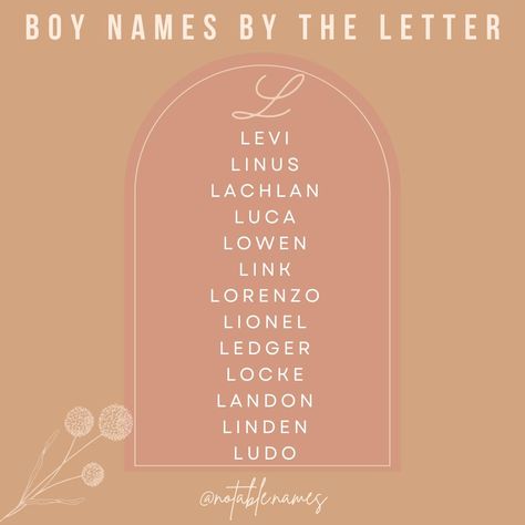 I'm back with more names by the letter! This post is brought to you by the letter L. I love an L name, whether it's the vibe, the sound or just how lovely the letter L looks written out (especially in cursive, swoon!) This list is boys names beginning with the letter L, and while it's definitely leaning more classic and vintage, there are a few more modern sounding gems in here too. I love a list with range! Did your fave L name make the list? #names #boynames #babynames #babynameinspo #b... L Boy Names, L Name, Boys Names, L Names, Name Boards, In Cursive, Letter L, I Love A