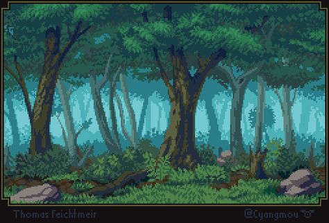 Jungle Pixel Art, Grass Pixel Art, Forest Tiles, Pixel Art Tree, Forest Pixel Art, Pixel Art Platformer, Video Game Reference, Dark Fairytale Aesthetic, 2d Sprite