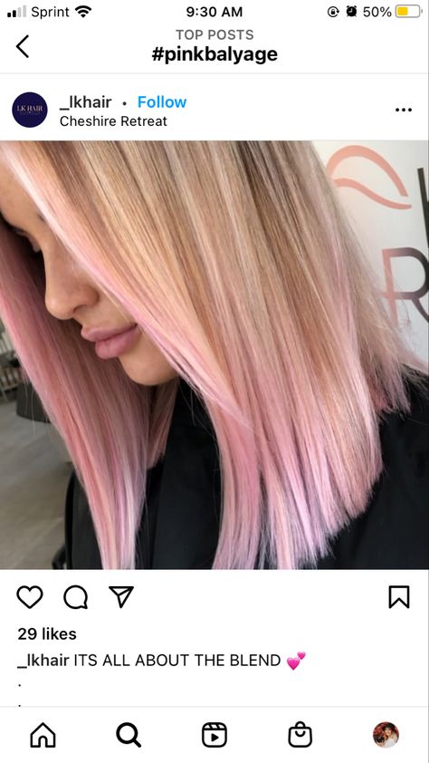 Pink Balyage Blonde Hair, Pink Foils In Blonde Hair, Pink Hair Straight, Blonde And Pink Balayage, Ash Blonde Pink Hair, Bronde Balayage With Pink, Pink Highlights In Blonde Hair Straight, Pink Foils Hair, Blush Pink Hair