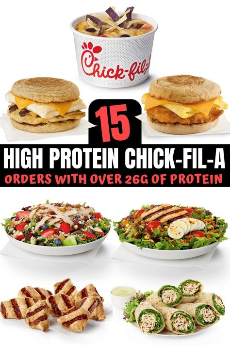 15 High Protein Chick-fil-A Options with Over 26g of Protein High Protein Restaurant Meals, Chick Fil A Healthy Options, Healthy Chick Fil A Order, High Protein Fast Food Options, Keto Chick Fil A, Chick Fil A Breakfast, High Protein Fast Food, Carbs Meals, Low Calorie Fast Food