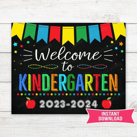 Welcome to Kindergarten Sign Door Sign Welcome Sign Classroom Sign School Classroom Decor Teacher Sign Printable INSTANT DOWNLOAD by SweetPixelPrints on Etsy Welcome Sign Classroom, Welcome To Preschool, Kindergarten Sign, School Classroom Decor, Welcome To Kindergarten, Transitional Kindergarten, Printable Classroom Decor, Classroom Signs, Teacher Signs