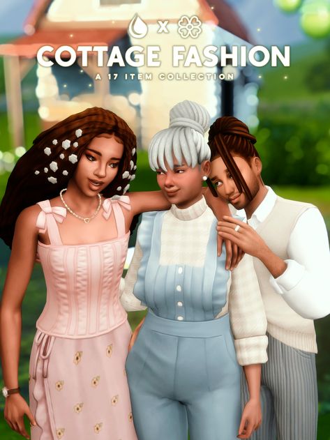 Sims 4 Cottage Living Cc Clothes, Sims 4 Grandparents Cc, Serenity Cc, Cottage Fashion, Sims 4 Cottage, Sims Houses, Sims Builds, Cc Clothes, The Sims 4 Packs