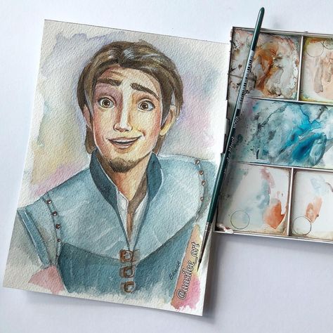 *sold*My favorite #Disney guy after Beast 😜, who’s yours? This #watercolor is listed in my Etsy, link in my bio or story🙌. #flynnrider #eugenefitzherbert #tangled #rapunzel #disneyfanart Tangled Watercolor, Tangled Room, Disney Canvas Art, Disney Canvas, Color Drawing Art, Flynn Rider, Tangled Rapunzel, Disney Princes, Painting Class