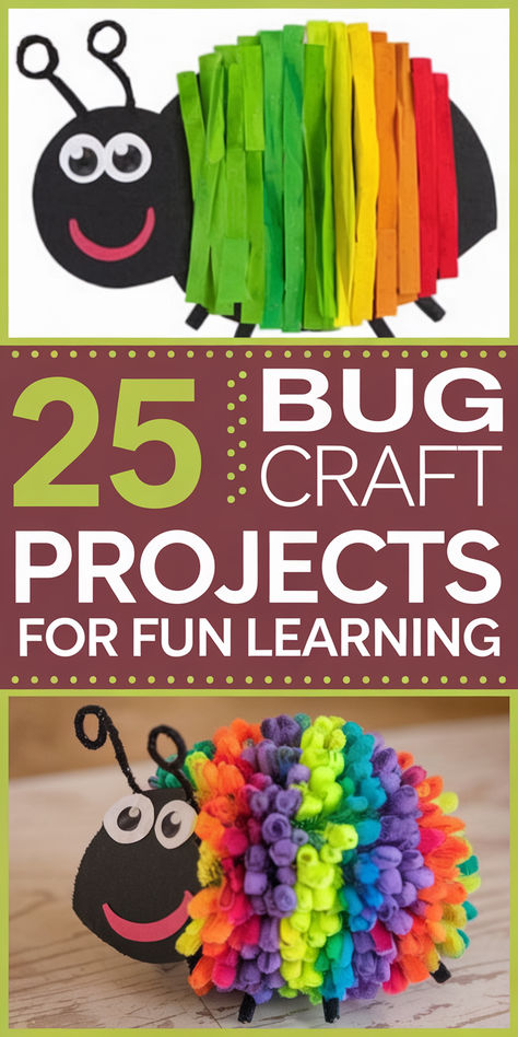 Discover 25 fun bug craft ideas that will captivate kids and bring a buzz to their crafting sessions. These creative projects range from simple paper bugs to intricate insect designs, providing endless fun for children of all ages. Perfect for school projects or rainy day activities, these crafts offer learning and play in one. Create An Insect Project, Create Your Own Bug, Ladybug Craft For Kindergarten, Insect Crafts Preschool Art Projects, Fly Activities For Preschool, Bug Paper Craft, Bug Catcher Craft, Pollinator Crafts For Kids, Insect Craft Preschool