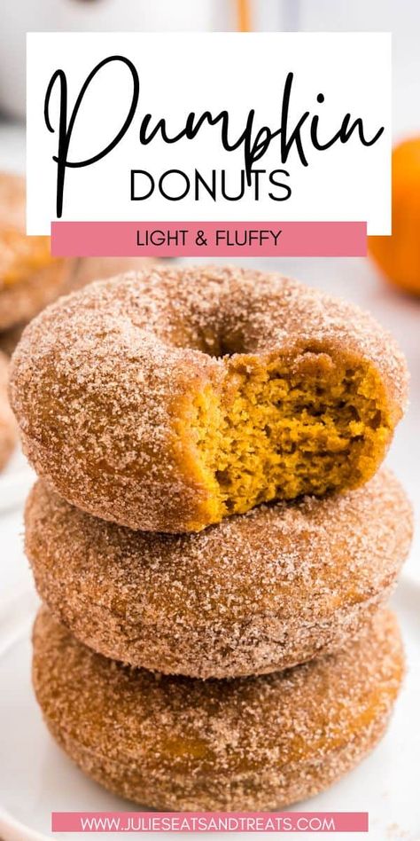 Pure Pumpkin Recipes, Pumpkin Donuts Baked, Pumpkin Donuts Recipe, Donuts Recipes, Pumpkin Doughnut, Pumpkin Spices, Breakfast Donuts, 31 Daily, Homemade Donuts Recipe