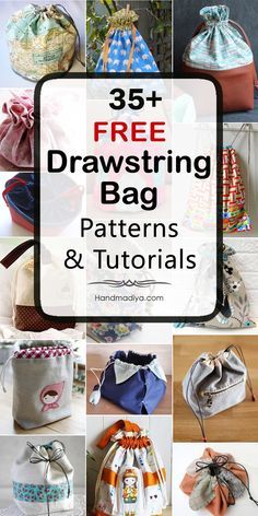 Drawstring Bag Tutorials, Drawstring Bag Pattern, Diy Sewing Gifts, Beginner Sewing Projects Easy, Bag Sewing, Leftover Fabric, Bag Patterns To Sew, Sewing Projects For Beginners, Easy Sewing Projects