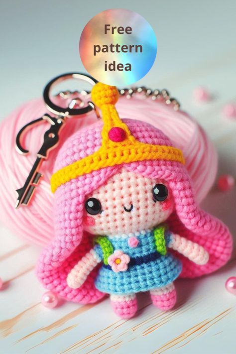 Create a fun and easy Crochet Princess Bubblegum Keychan with this cute amigurumi pattern. Perfect for beginners Crochet Princess, Cute Amigurumi, Princess Bubblegum, Bubble Gum, Amigurumi Pattern, Easy Crochet, Crochet Amigurumi, Free Crochet Pattern, Free Crochet