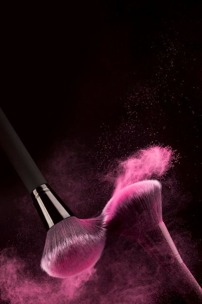 Woman Applying Makeup, Makeup Poster, Makeup Backgrounds, Brush Background, Pink Powder, Bright Makeup, Makeup Artist Business Cards, Makeup Artist Business, Online Logo Design