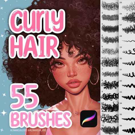 Procreate Hair Brushes. Procreate Curly Brushes Procreate Eyes, Hair Brushes Procreate, Curly Hair Brushes, Eye Iris, Perfect Curly Hair, Anime Hairstyles Male, Curly Hair Brush, Hair Brush Set, Brushes Procreate