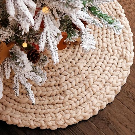 LimBridge Knitted Christmas Tree Skirt: 36 Inches Crochet Beige Tree Skirt, Chunky Knit Thick Rustic Christmas Tree Decorations, Farmhouse Christmas Decor Xmas Holiday Home Party Decorations #ad #amazonassociate Christmas Tree Decorations Farmhouse, Rustic Christmas Tree Decorations, Farmhouse Christmas Tree Skirts, Rustic Tree Skirt, Knitted Christmas Tree, Crochet Tree Skirt, Home Party Decorations, Xmas Tree Skirts, Burlap Christmas Tree