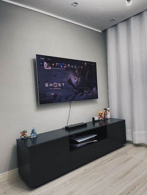 Tv Setup In Bedroom, Smart Tv Wall Design, Bedroom Tv Setup, Tv Set Up Bedroom, Tv Setup, Mens Bedroom Decor, Sony Bravia, Living Room Setup, Apartment Living Room Design