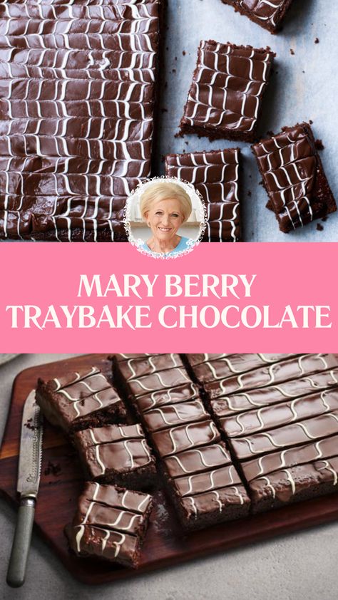 Mary Berry Traybake Chocolate Mary Berry Tray Bakes, Milk Chocolate Icing, Marry Berry Recipes, Mary Berry Recipes Baking, Tiny Meals, Mary Berry Recipes, Cheese And Pickle Sandwich, Mary Berry Cakes, Berry Cakes