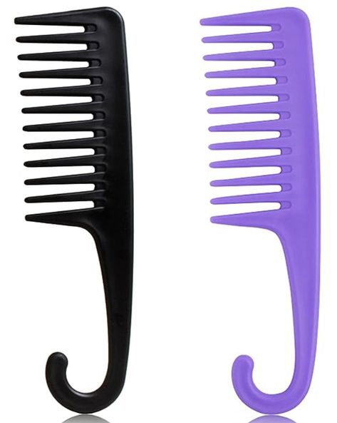 2PCS Large Wide Tooth Comb, Shower Combs with Hook for Wet Curly Hair, Premium Big Hair Brush Combs to Detangle Curls, Conair Women Detangler Comb for Detangling Wigs, Styling Dry Thick Long Cabello Wet Curly Hair, Comb For Curly Hair, Natural Straight Hair, Detangling Hair Brush, Styling Comb, Wide Tooth Comb, Styling Brush, Hair Detangler, Smooth Hair