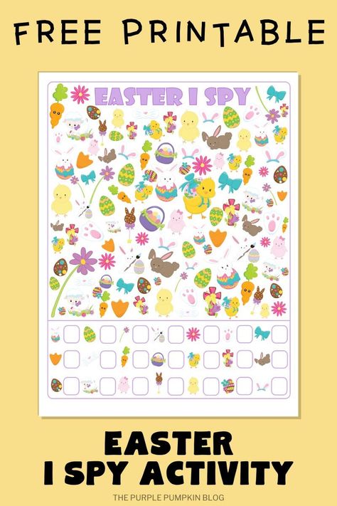 I Spy Free Printable, Printable Easter Activities, Easter Worksheets, Fun Activity For Kids, I Spy Games, Easter Activities For Kids, Spy Games, Free Printable Activities, Easter Games