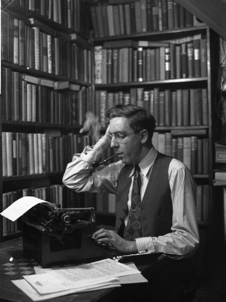 Portrait of Harold Gauer at Typewriter Person Writing Photography, Writers Portrait, Writers Photography, Writer Portrait, Typewriter Aesthetic, Type Writers, Goodbye To Berlin, Man Writing, The Sun Also Rises