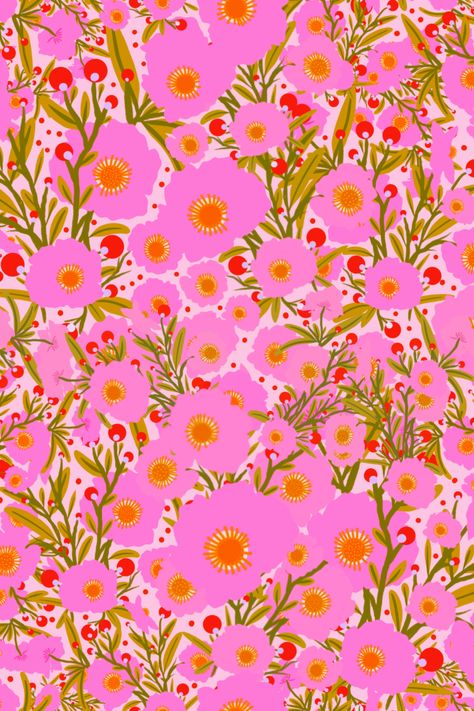 Pattern Design Inspiration, Phone Wallpaper Patterns, Print Inspiration, Pretty Prints, Aesthetic Iphone Wallpaper, Surface Pattern Design, Pink Background, Surface Pattern, Flower Pattern