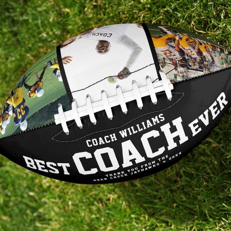 Custom Best Coach Ever Cool Thank You 3 Photos Football #zazzle #weddinginvitations #birthdayinvitations #babyshowerinvitations #zazzleinvitations #monogram #businesscards #graduation #homedecor Dad Birthday Gift From Daughter, Collage Football, Football Coach Gifts, Coach Appreciation Gifts, Thank You Photos, Team Mom, Customized Photo Gifts, Custom Football, Football Coach