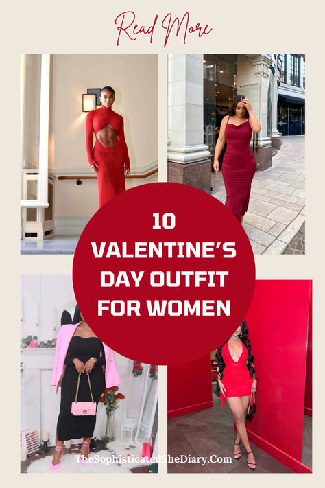 A collection of stylish Valentine’s Day outfit ideas for women, featuring romantic dresses, trendy skirts, and elegant casual looks, perfect for celebrating love in style. 💕 Valentine Outfit Ideas For Women, Red Heels Outfit Night, Valentines Day Outfits For Women Dresses, Valentines Dresses, Valentines Day Outfit Ideas, Valentines Date Outfit, Valentine Outfits For Women, Valentines Day Outfits, Trendy Date Night Outfit