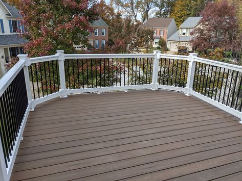 Makeover Monday: Beautiful "Toasted Sand" Trex Deck in Maryland - Fence & Deck Connection Blog Trex Toasted Sand, Trex Deck Designs, Outdoor Gathering Space, Deck Installation, Outdoor Gathering, Deck Designs Backyard, Trex Deck, Deck Designs, Gathering Space