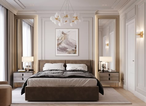 Neoclassical Bedroom, Classic Interior Design Living Room, Classical Bedroom, Neoclassical Home, Neoclassical Interior Design, Contemporary Decor Living Room, Bedroom Decor Gray Walls, Aesthetic Interior Design, Bedroom Decor Gray