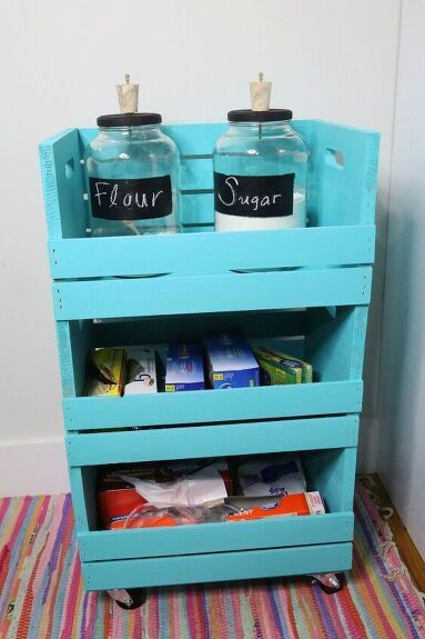 Michaels Crates, Small Kitchen Diy, Kitchen Storage Cart, Kitchen Design Diy, Small Kitchen Storage, Baking Substitutes, Diy Kitchen Storage, Diy Bedroom, Natural Cleaning