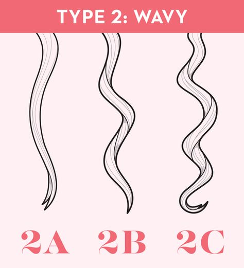 curly type 2 Types Of Hair Texture, Wavy 2c, Type 2 Hair, Hair Type Chart, 2a Hair, Type Chart, Wavy Hair Care, Curly Hair Types, Curly Girl Method