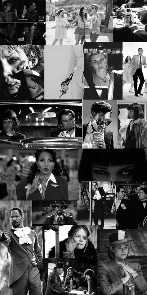 wallpaper filled with scenes from Quentin Tarantino's movies Tarantino Movies Wallpaper, Quinton Tarantino Aesthetic, Quinten Tarantino Aesthetic, Quentin Tarantino Wallpaper, Reservoir Dogs Wallpaper, Quentin Tarantino Aesthetic, Quinton Tarantino, Tarantino Aesthetic, Quentin Tarantino Films