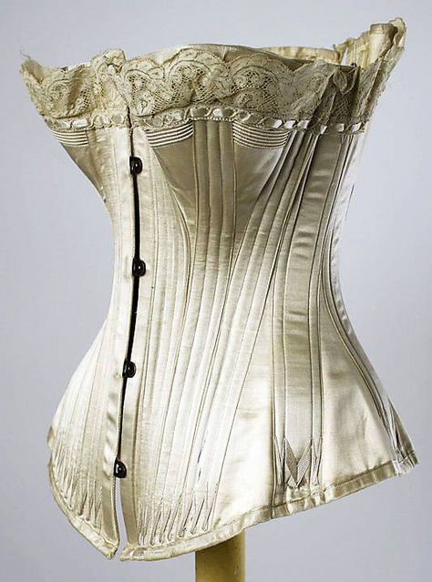 Corset, American, 1876, via The Metropolitan Museum of Art. 19th Century Corset, Vintage Corsets, Contour Fashion, Edwardian Corsets, Victorian Corset, Corset Pattern, Corset Fashion, 19th Century Fashion, Look Retro