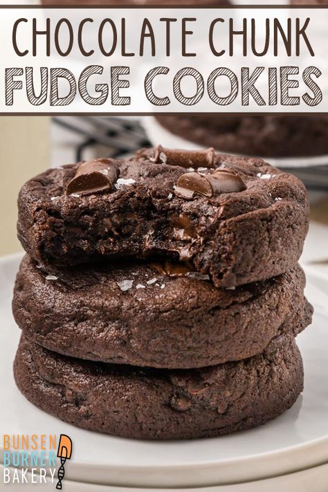 These soft, chewy double chocolate chunk cookies are packed with cocoa and melty chocolate chunks for the ultimate chocolate lover’s treat. Thick cookies, gooey centers, and so much chocolate! Chocolate Chip Chunky Cookies, Thick Double Chocolate Cookies, Super Thick Cookies, Chocolate Chocolate Chunk Cookies, Chocolate Chunk Recipes, Chocolate Chunk Cookies Chewy, Double Chocolate Chunk Cookies, Cookies Gooey, Thick Cookies