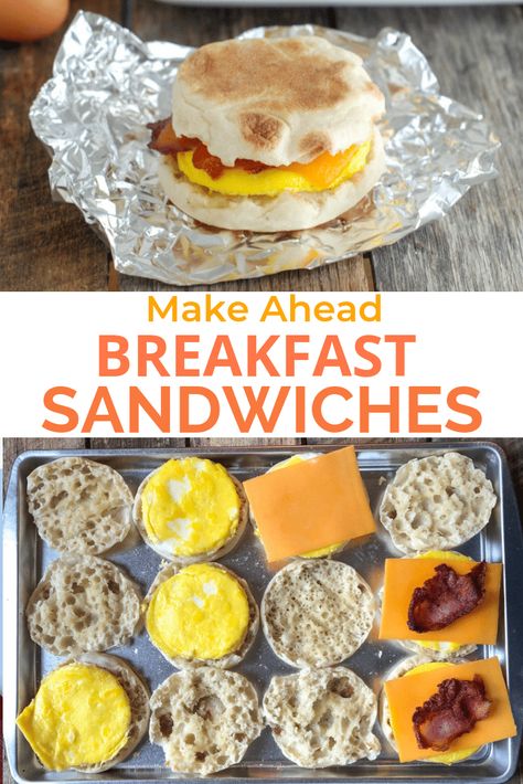 Quick, easy Make Ahead Breakfast Sandwiches are quick and energizing for kids and grown-ups. Save time and make a batch for the whole week! Camping Breakfast Sandwiches Make Ahead, Easy Make Ahead Breakfast Sandwiches, Make Ahead Healthy Breakfast Sandwiches, Make Ahead Breakfast For Camping, Easy Breakfast For The Week, Quick Make Ahead Breakfast, Quick Breakfast Sandwich Ideas, Bulk Breakfast Sandwiches, Easy Camping Breakfast Ideas Make Ahead