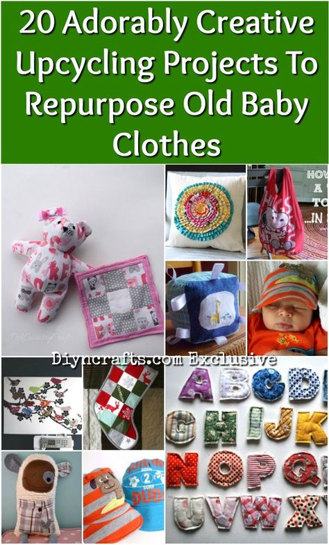 20 Adorably Creative Upcycling Projects To Repurpose Old Baby Clothes - These projects cost almost nothing! Curated by diyncrafts.com team, Enjoy! <3 via @vanessacrafting Reuse Baby Clothes, Upcycle Baby Clothes, Upcycle Baby, Recycling For Kids, Reuse Clothes, Old Baby Clothes, Creative Upcycling, Ropa Upcycling, Clothes Upcycle