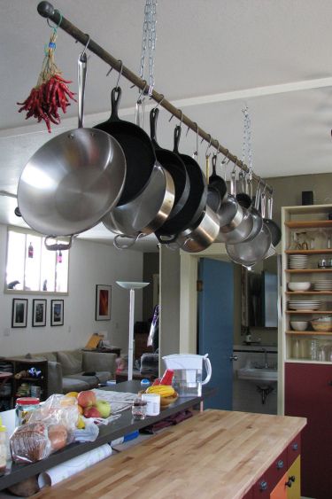 Flickr finds – pot racks Pan Rack Hanging, Pot Rack Kitchen, Pot Racks, Pot Rack Hanging, Pan Rack, Pot Hanger, Kitchen Hacks Organization, Smitten Kitchen, Kitchen Pot