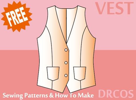 Vest sewing patterns & how to make Mens Vest Pattern, Clothes For Big Men, Vest Sewing, Biker Clothing, Waistcoat Pattern, Sewing Men, Sewing Patterns Free Women, Sewing Shop, Vest Sewing Pattern