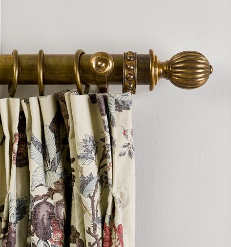 Curtain Finials, Metal Curtain Rod, Robert Kime, Kit Kemp, French Curtains, Curtain Brackets, Decorating Advice, Curtain Pole, Wallpaper Furniture